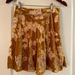 Free People golden floral burnout velvet mini skirt